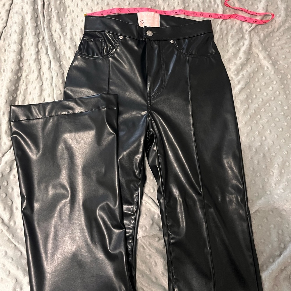 Revice Pleather Flare Pants with Star Pattern